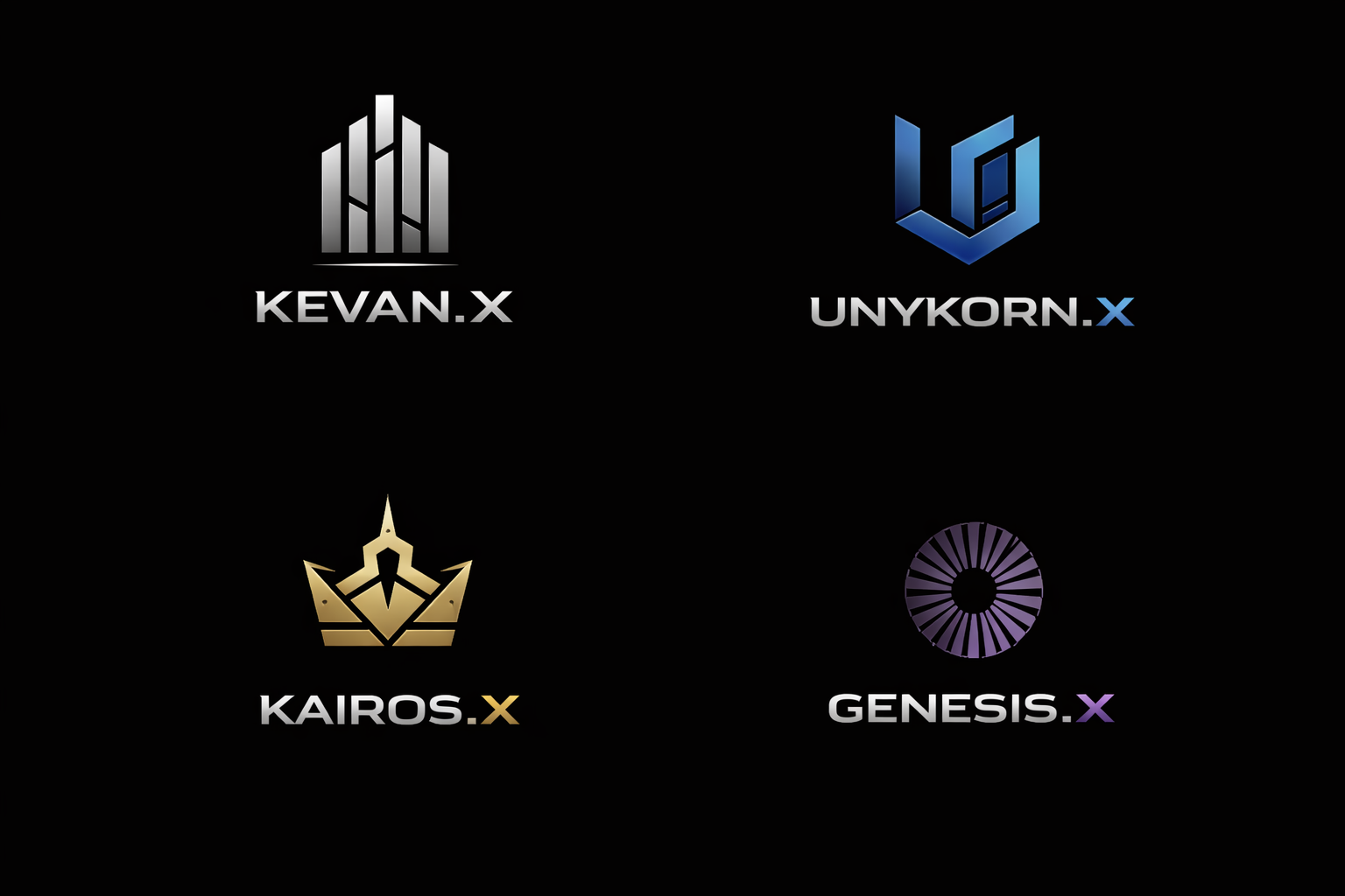 HELIOS.X · SUPER-S.X · Y3K.X · OPTKAS.X detail logos